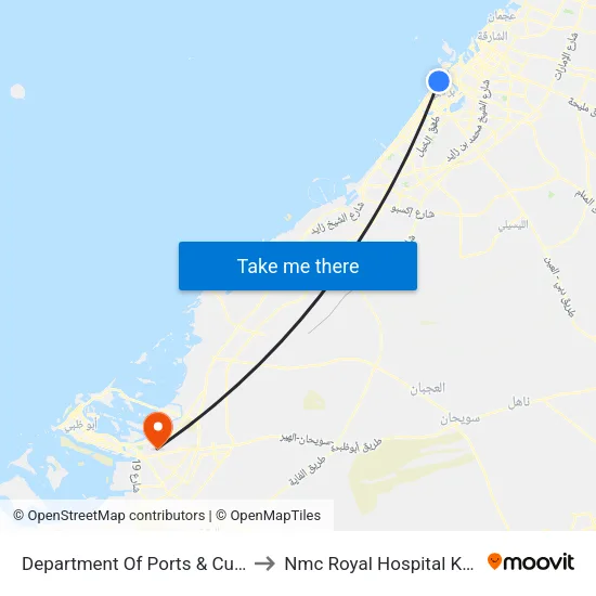 Department of Ports & Customs - 02 to NMC Royal Hospital Khalifa City map