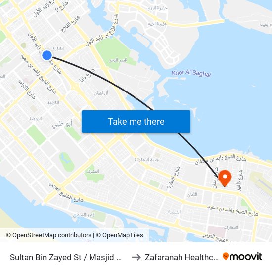 Sultan Bin Zayed St / Masjid Mariam Bint Said to Zafaranah Healthcare Center map