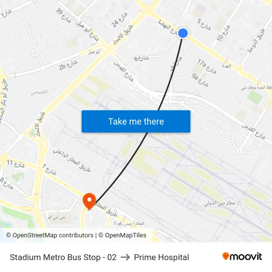 Stadium Metro Bus Stop - 02 to Prime Hospital map