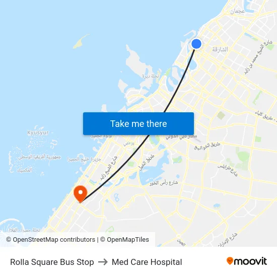 Rolla Square Bus Stop to Med Care Hospital map