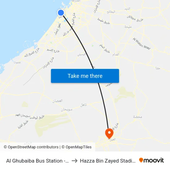 Al Ghubaiba Bus Station - 01 to Hazza Bin Zayed Stadium map