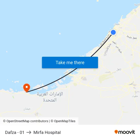 Dafza - 01 to Mirfa Hospital map