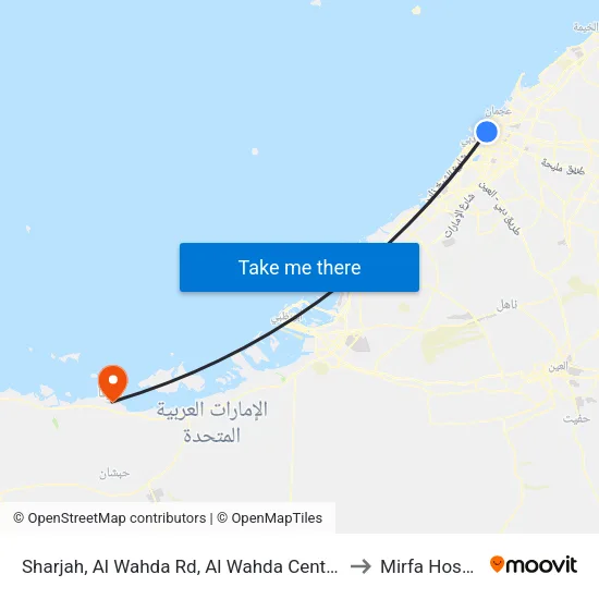 Sharjah, Al Wahda Rd, Al Wahda Center 2 - 02 to Mirfa Hospital map