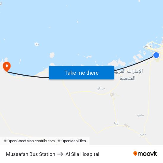 Mussafah Bus Station to Al Sila Hospital map