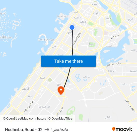 Hudheiba, Road - 02 to جامعة جميرا map