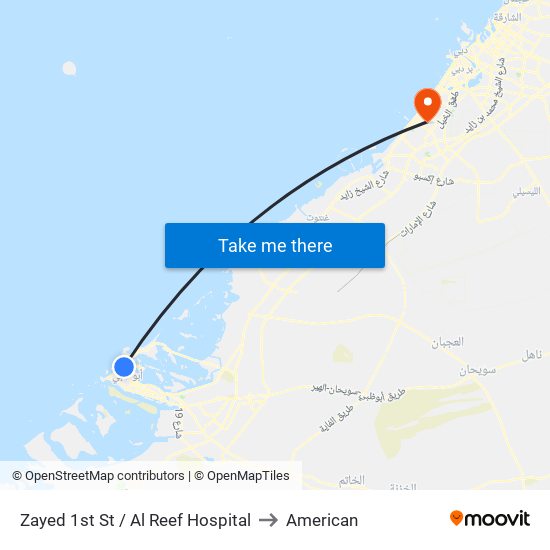 Zayed 1st St / Al Reef Hospital to American map