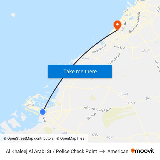 Al Khaleej Al Arabi St / Police Check Point to American map