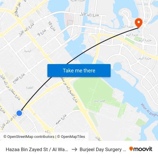 Hazaa Bin Zayed St / Al Wahda Mall to Burjeel Day Surgery Center map