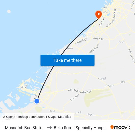 Mussafah Bus Station to Bella Roma Specialty Hospital map
