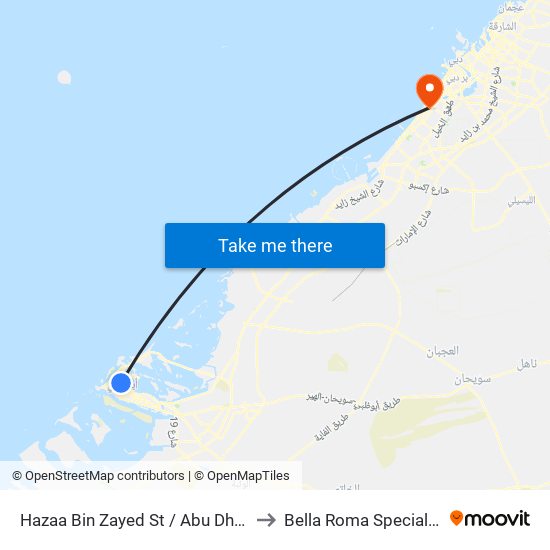 Hazaa Bin Zayed St /  Abu Dhabi Bus Station to Bella Roma Specialty Hospital map