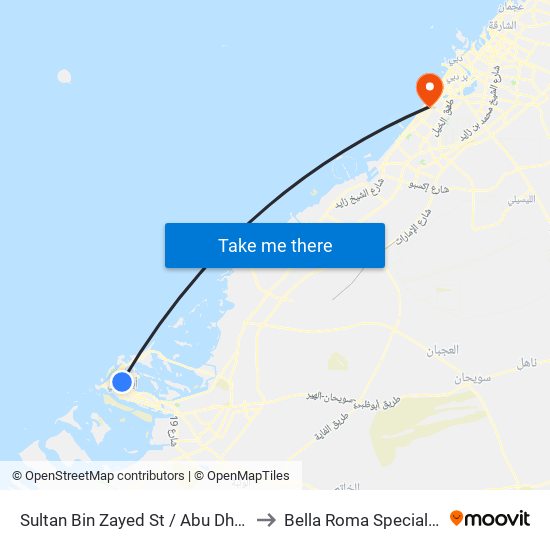 Sultan Bin Zayed St / Abu Dhabi Bus Station to Bella Roma Specialty Hospital map