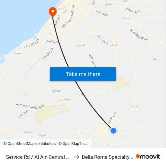 Service Rd  / Al Ain Central Bus Station to Bella Roma Specialty Hospital map