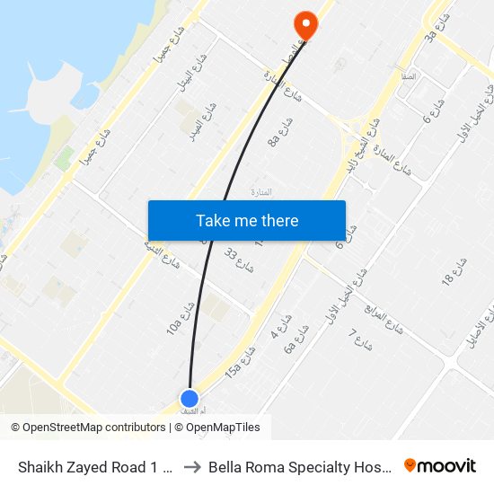 Shaikh Zayed  Road 1 - 02 to Bella Roma Specialty Hospital map
