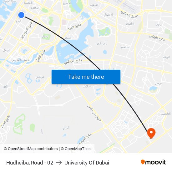 Hudheiba, Road - 02 to University Of Dubai map