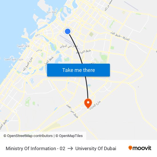 Ministry Of Information - 02 to University Of Dubai map