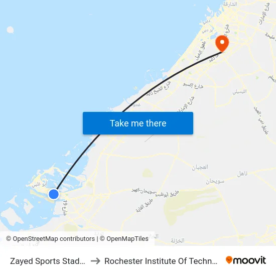 Zayed Sports Stadium to Rochester Institute Of Technology map