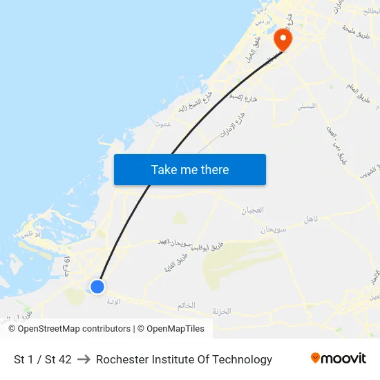 St 1 / St 42 to Rochester Institute Of Technology map