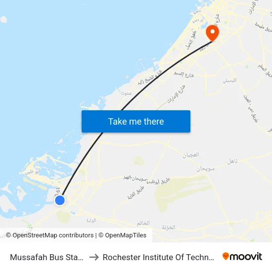 Mussafah Bus Station to Rochester Institute of Technology map