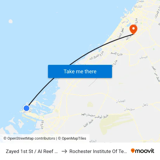 Zayed 1st St / Al Reef Hospital to Rochester Institute of Technology map