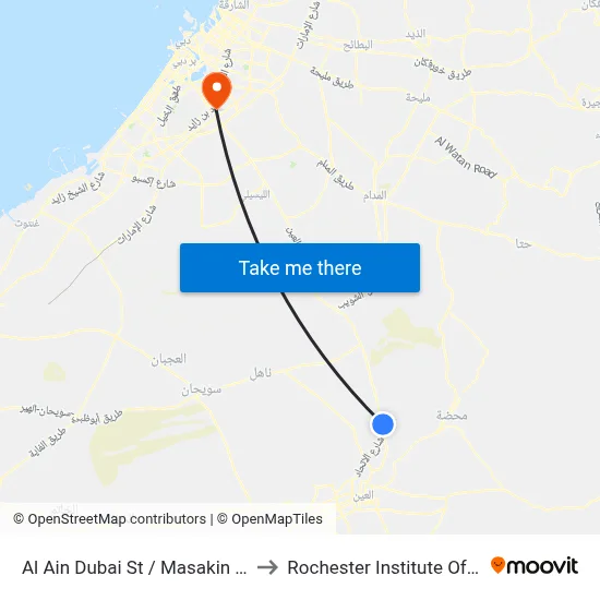Al Ain Dubai Street / Masakin Petrol Station to Rochester Institute of Technology map