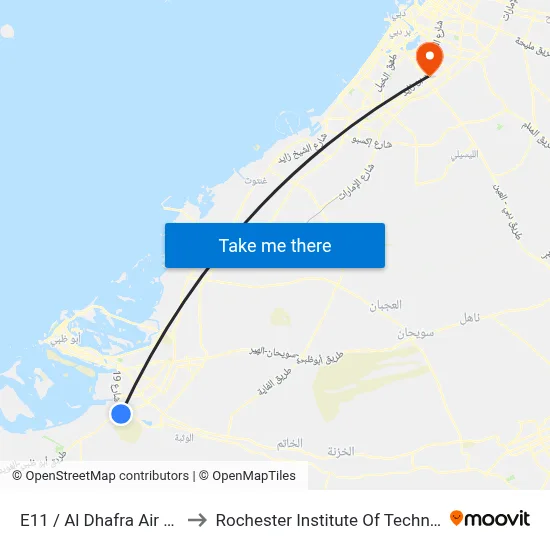E11 / Al Dhafra Air Base to Rochester Institute of Technology map