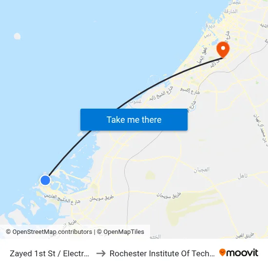 Zayed 1st Street / Electra Park to Rochester Institute of Technology map