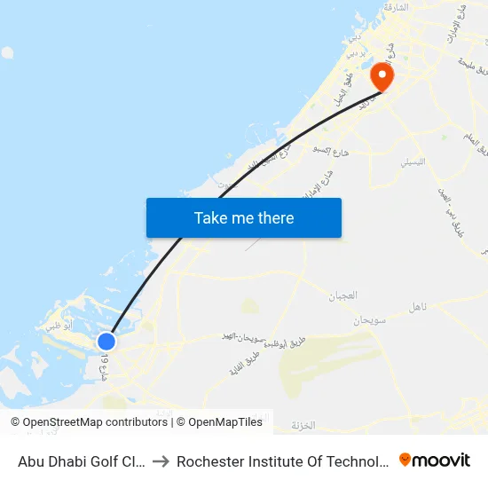 Abu Dhabi Golf Club to Rochester Institute of Technology map