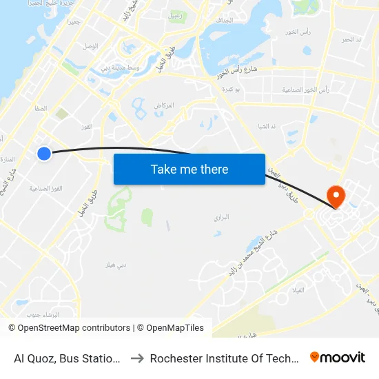 Al Quoz, Bus Station - 03 to Rochester Institute of Technology map