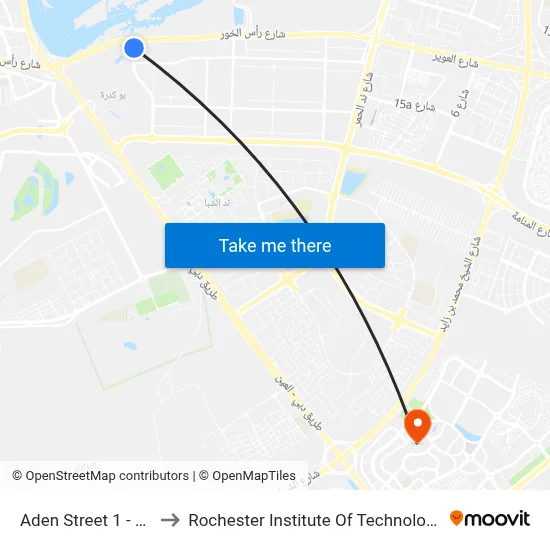 Aden Street 1 - 01 to Rochester Institute of Technology map