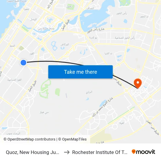 Quoz, New Housing Junction - 01 to Rochester Institute of Technology map