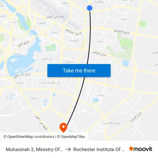 Muhaisnah 2, Ministry Of Health - 01 to Rochester Institute Of Technology map