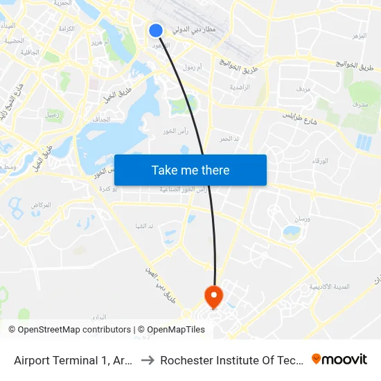 Airport Terminal 1, Arrival - 1 to Rochester Institute of Technology map