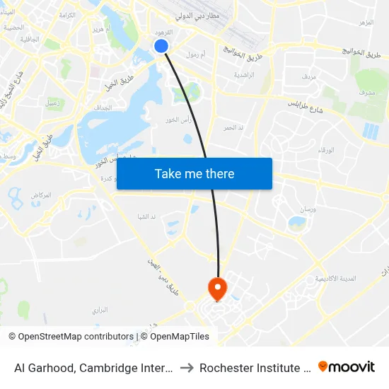 Al Garhoud, Cambridge International School - 01 to Rochester Institute of Technology map