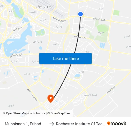 Muhaisnah 1, Etihad Mall - 01 to Rochester Institute Of Technology map