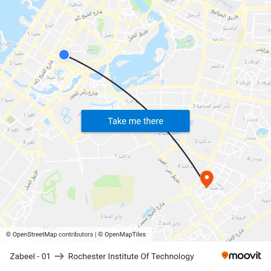 Zabeel - 01 to Rochester Institute of Technology map