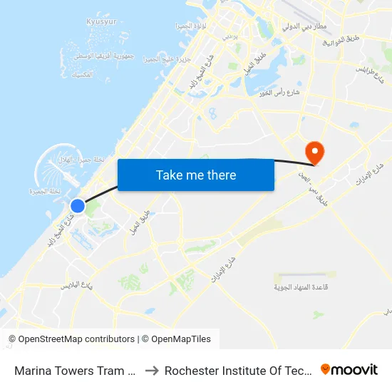 Marina Towers Tram Station to Rochester Institute Of Technology map
