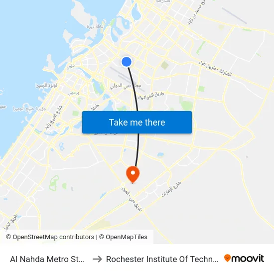 Al Nahda Metro Station to Rochester Institute Of Technology map