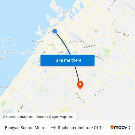 Baniyas Square Metro Station to Rochester Institute of Technology map