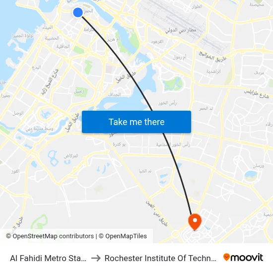 Al Fahidi Metro Station to Rochester Institute of Technology map