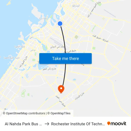 Al Nahda Park Bus Stop to Rochester Institute Of Technology map