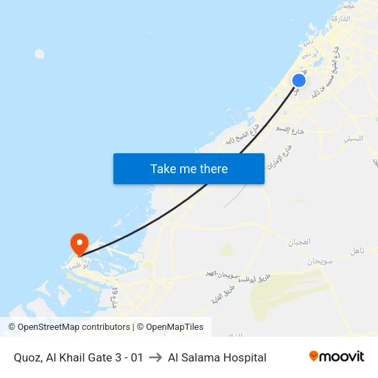 Quoz, Al Khail Gate 3 - 01 to Al Salama Hospital map