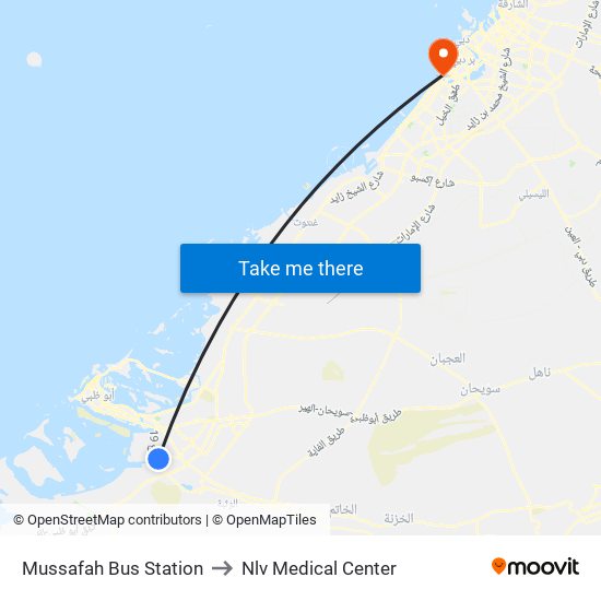 Mussafah Bus Station to Nlv Medical Center map