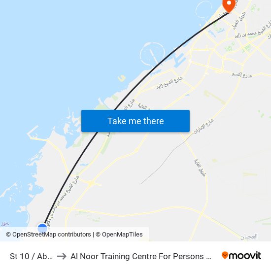 St 10 / Abattoir to Al Noor Training Centre For Persons With Disabilities map