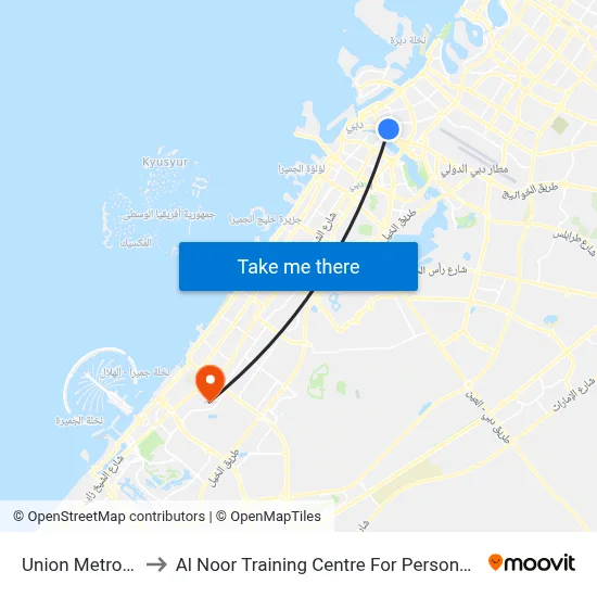 Union Metro Station to Al Noor Training Centre for Persons with Disabilities map