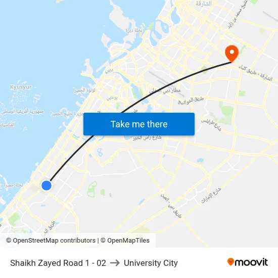 Sheikh Zayed Road 1 - 02 to University City map
