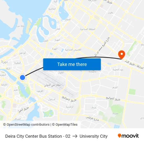 Deira City Center Bus Station - 02 to University City map