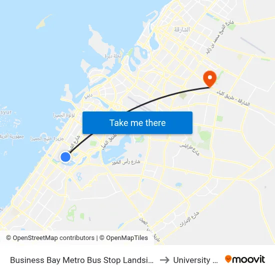 Business Bay Metro Bus Stop Landside - 01 to University City map