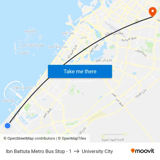Ibn Battuta  Metro Bus Stop - 1 to University City map