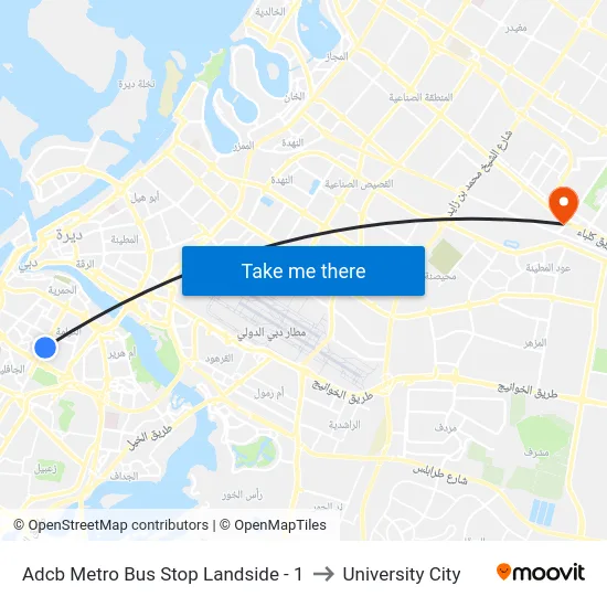 Adcb Metro Bus Stop Landside - 1 to University City map