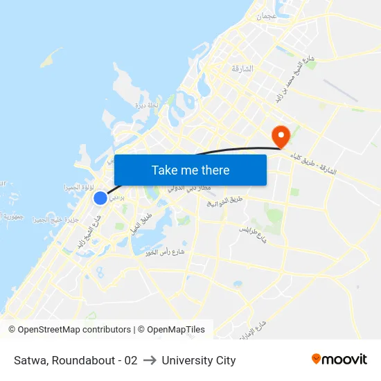 Satwa, Roundabout - 02 to University City map